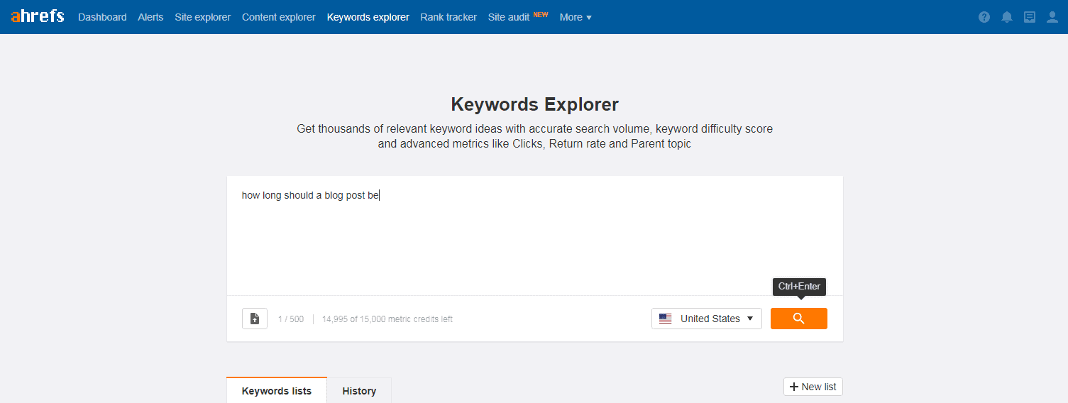 Determining blog post length through keyword research