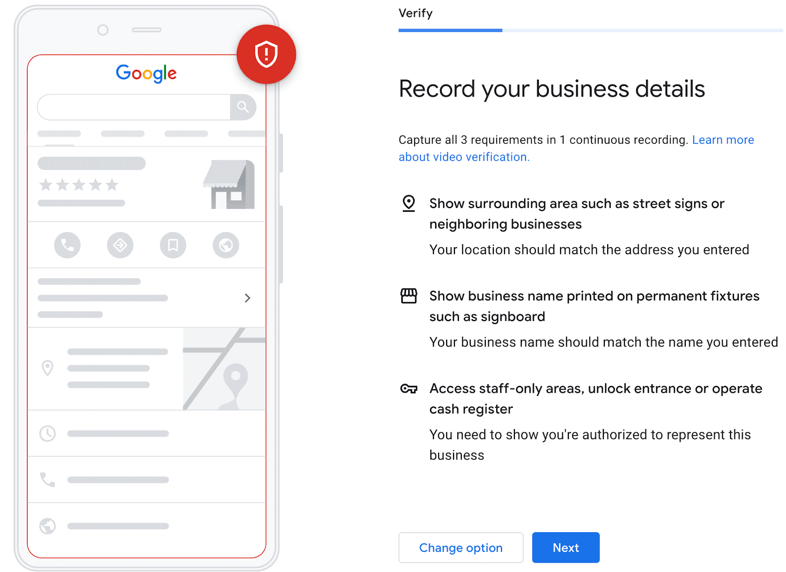 Record your business details and submit to Google to get verified