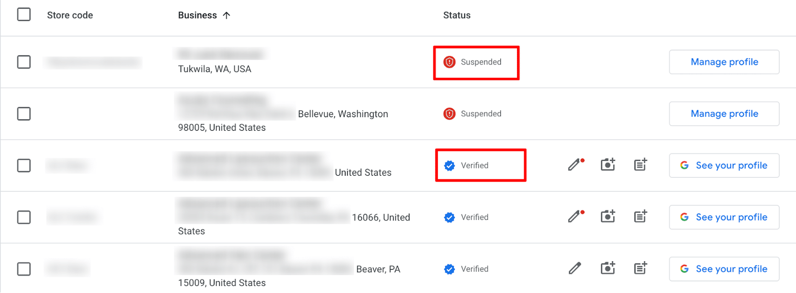 Verified and suspended GBP profile