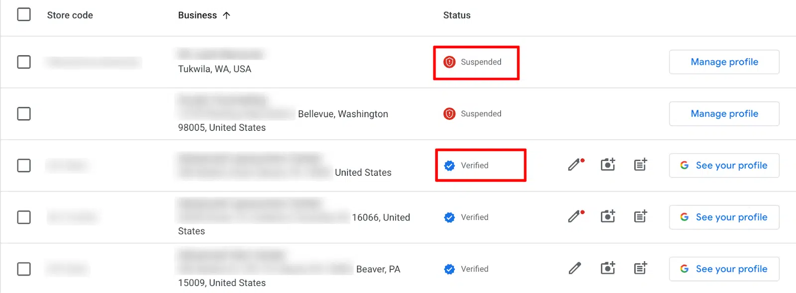 Verified and suspended GBP profile