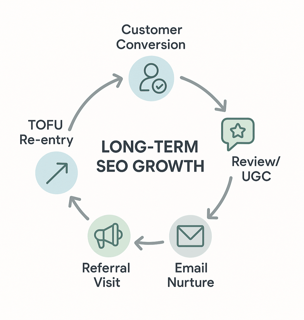 Lifecycle loop graphic illustrating repeat business